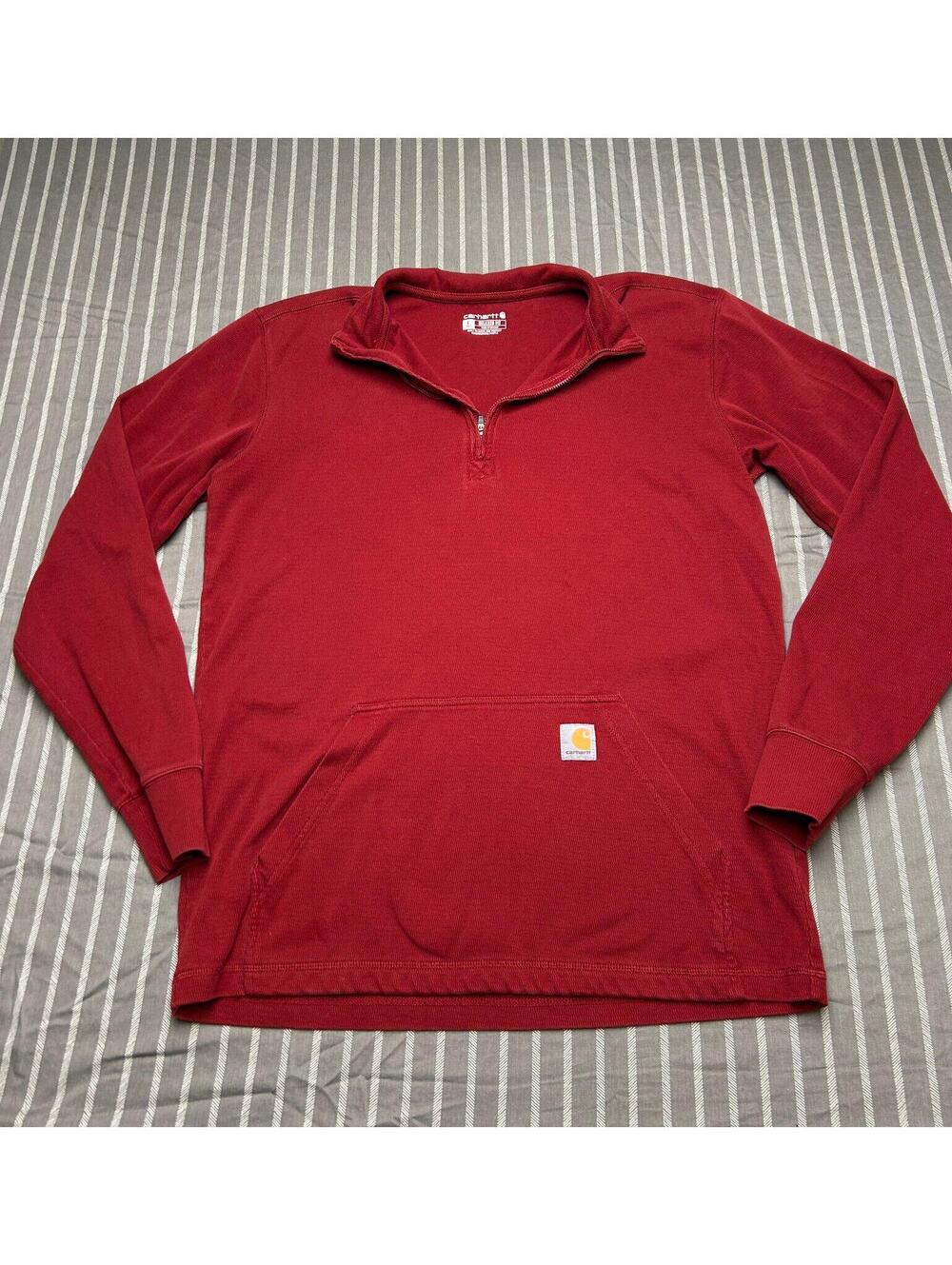 Carhartt Force Shirt Mens Large Tall Maroon 1/4 Zip Long Sleeve Relaxed Fit